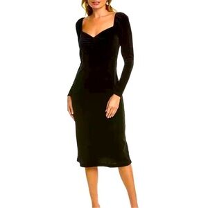 NWT Boden Black Velvet Sweetheart Midi Dress